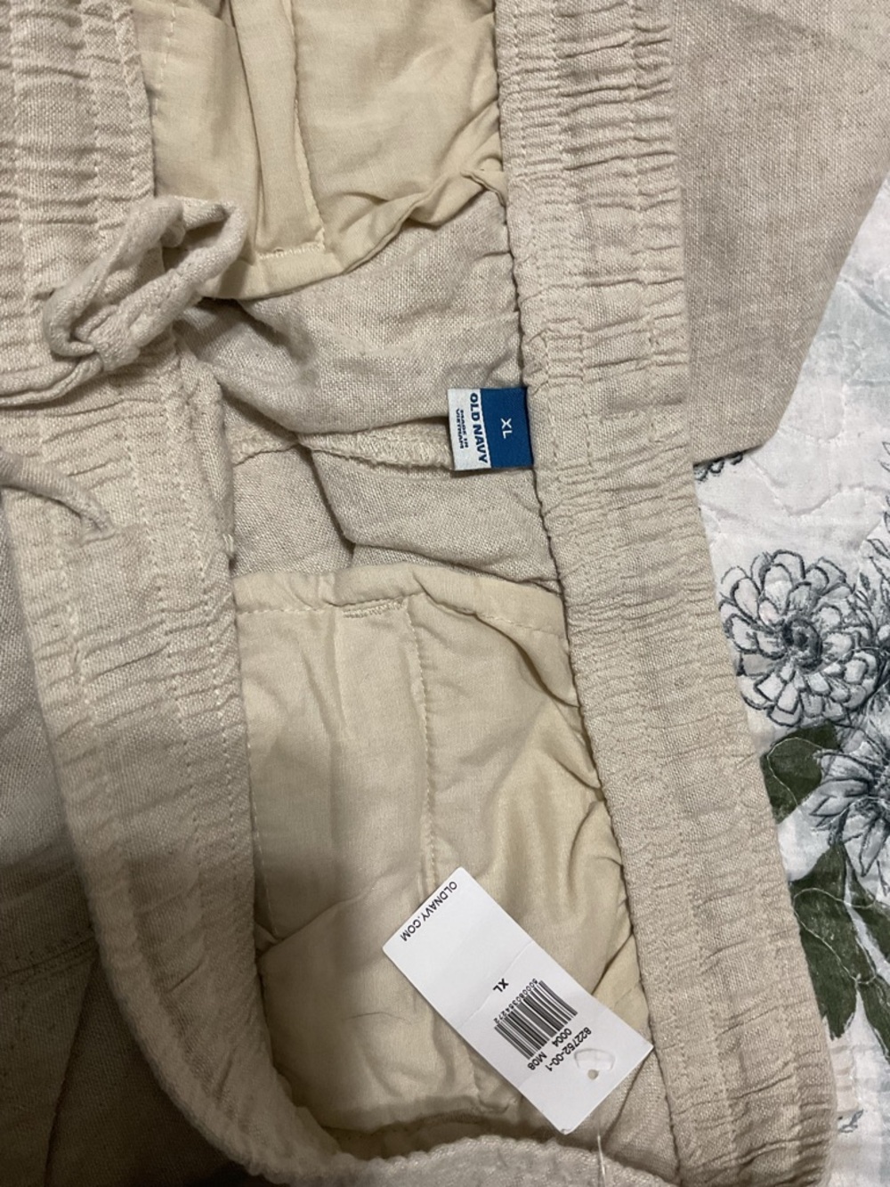 Old Navy Beige Drawstring Linen-Blend pants